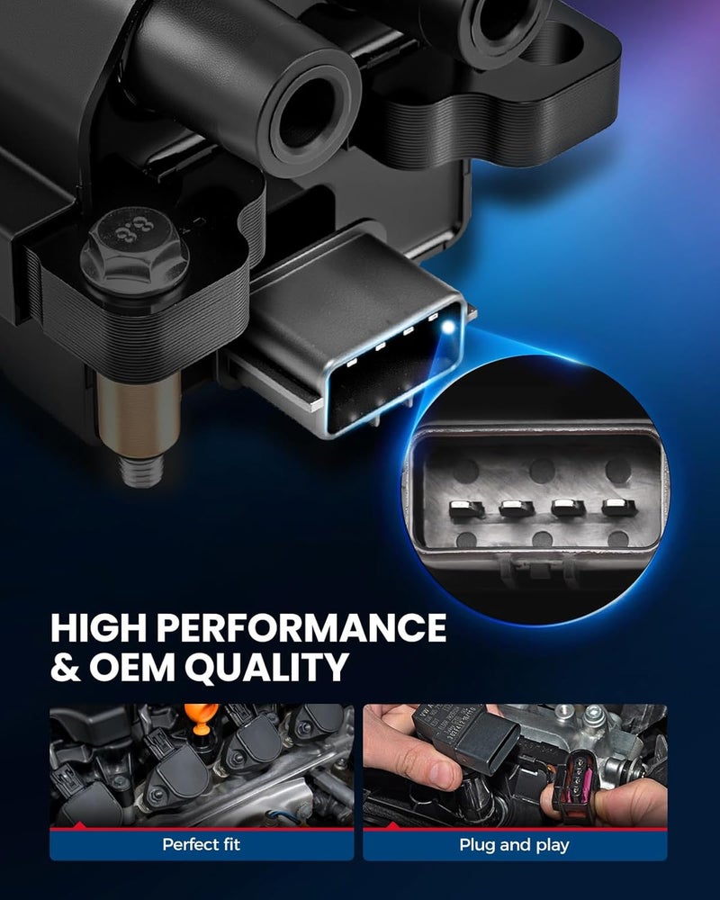 KAX UF538 Coil Pack & 4Pcs 7090 Iridium Spark Plugs w/Magnetic Socket for Subaru Outback 2005-2009 2.5L Impreza 2005-2010 2.5L Forester 2005-2008 2.5L Legacy 2005-2009 2.5L, Saab 9-2X 2005-2006 2.5L - Image 2